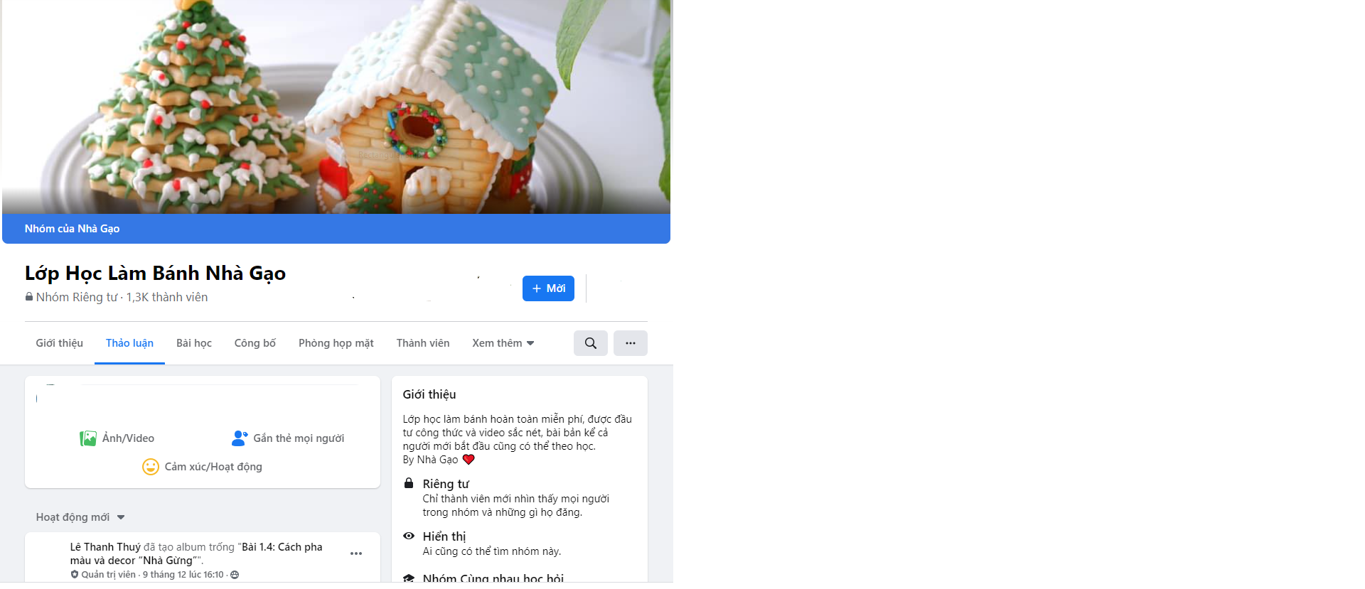 Nhóm lớp học làm bánh Nhà Gạo