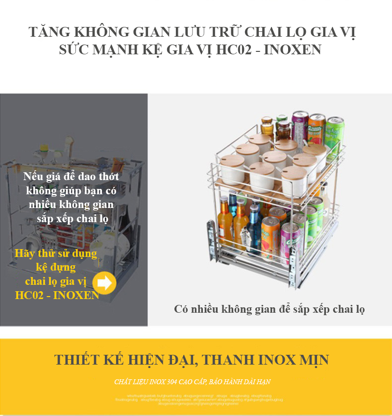 KỆ ĐỰNG CHAI LỌ GIA VỊ HC02 INOXEN