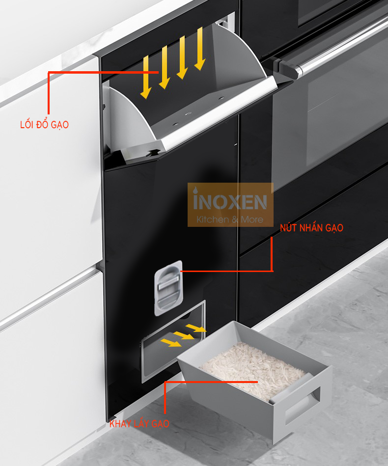 thùng gạo gương đen