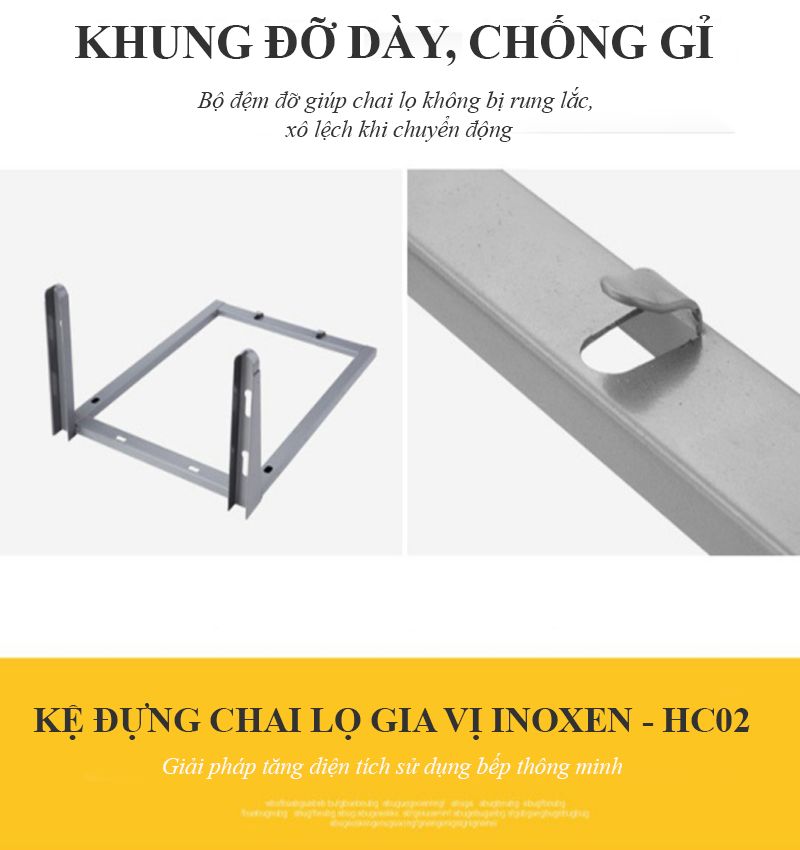 KỆ ĐỰNG CHAI LỌ GIA VỊ HC02 INOXEN