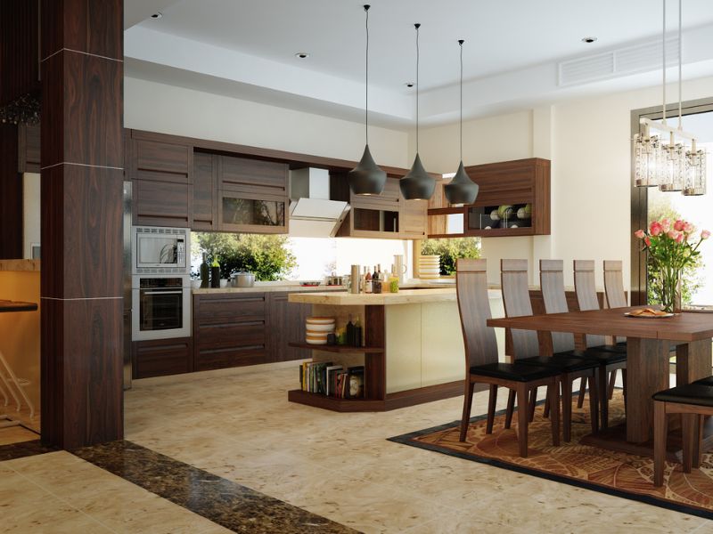 Có nhiều điểm nhấn làm nên gian bếp sang trọng, hoàn hảo