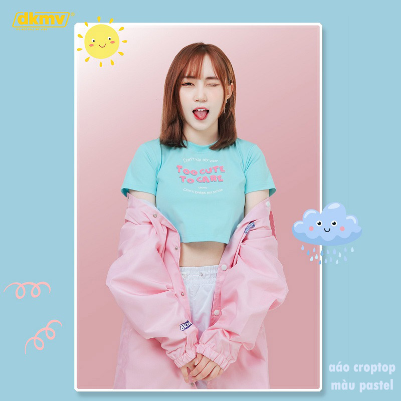 aáo croptop ôm tay ngắn localbrand màu pastel dkmv