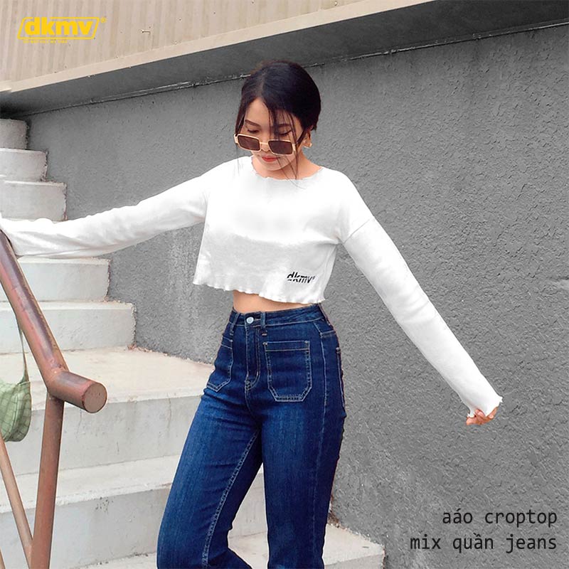 aáo croptop tay dài form rộng localbrand dkmv