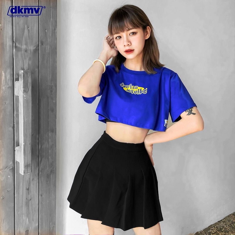 áo croptop local brand đẹp màu xanh dkmv