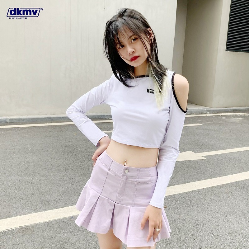 áo croptop tay dài ôm body màu trắng