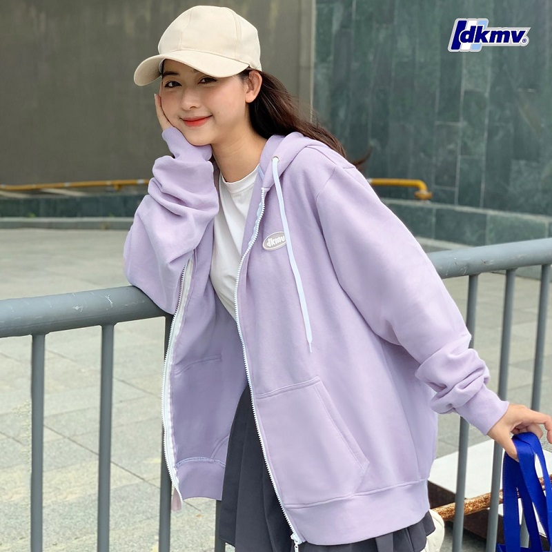 Áo hoodie zip local brand Rubber Tag với phối màu tím trendy