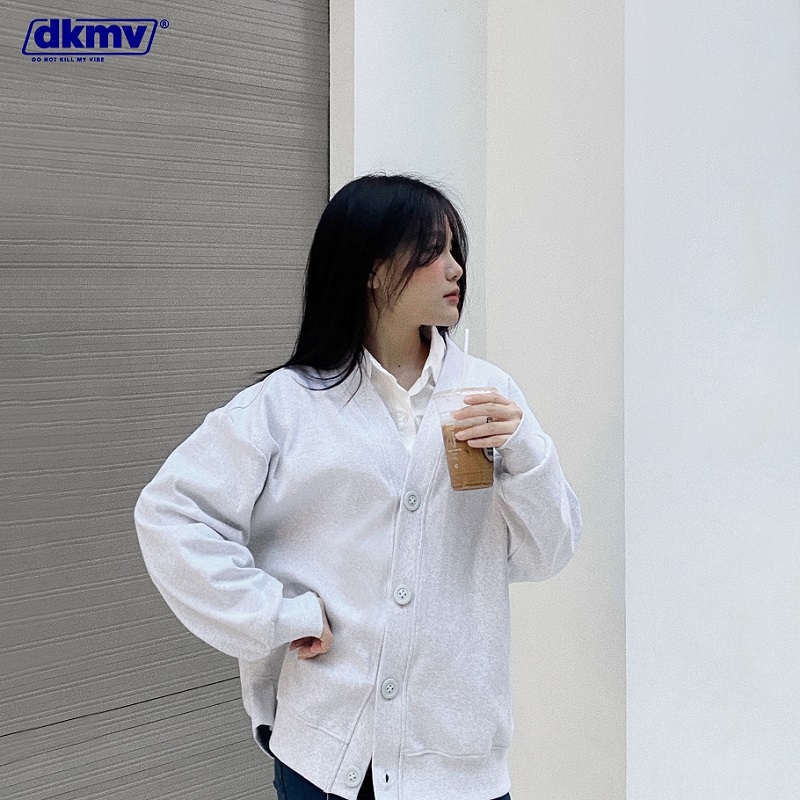 áo khoác cardigan local brand màu xám rib cardigan