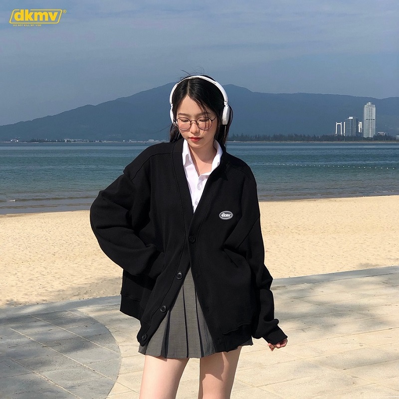 áo khoác cardigan nữ form rộng màu đen dkmv