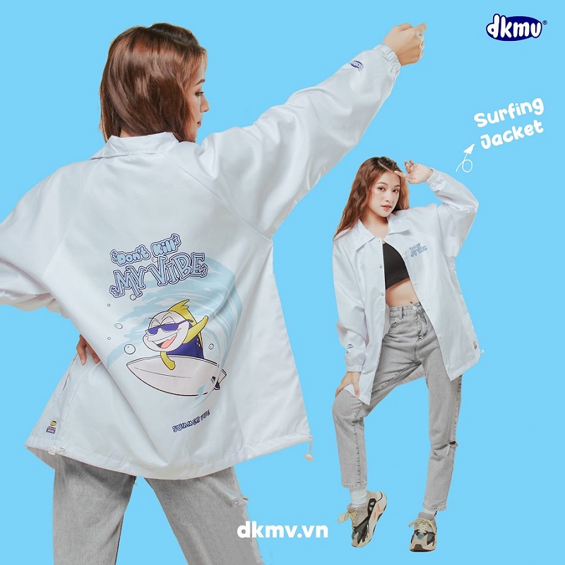 áo khoác dù giá rẻ dkmv surfing jacket màu trắng streetwear 