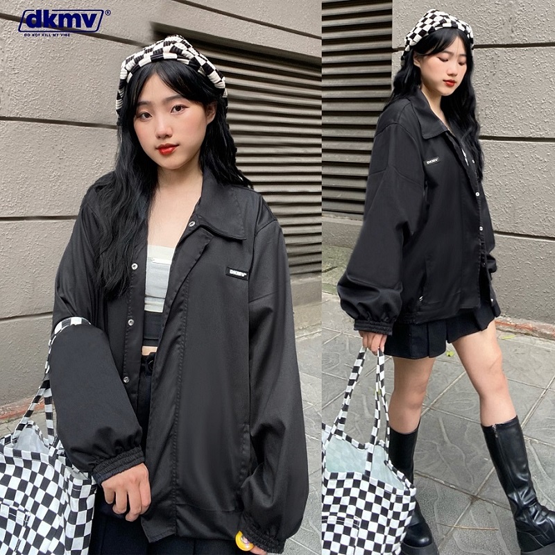 áo khoác local brand kaki đen 2 lớp dkmv