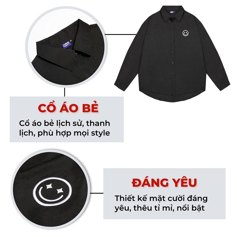 áo sơ mi dài tay local brand màu đen dkmv