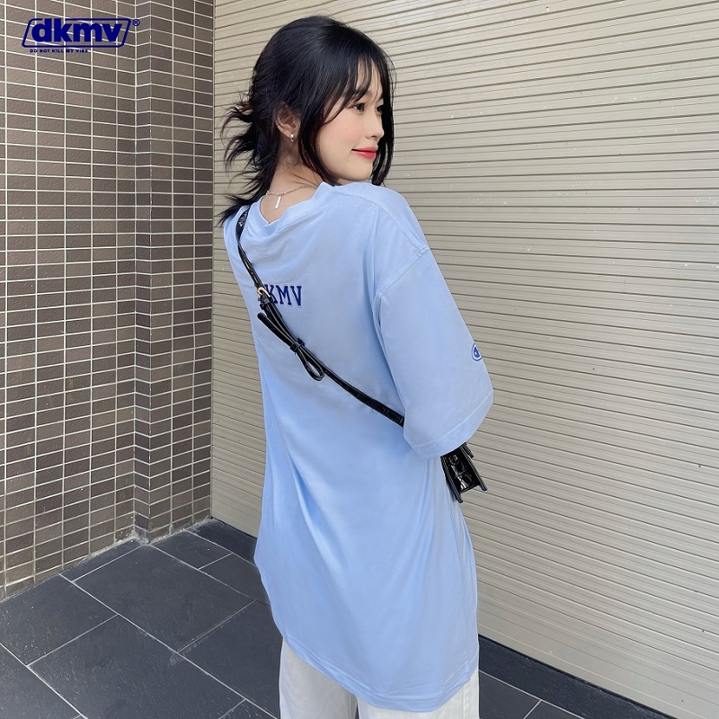 áo thun nữ tay lỡ form rộng xanh nhạt dkmv