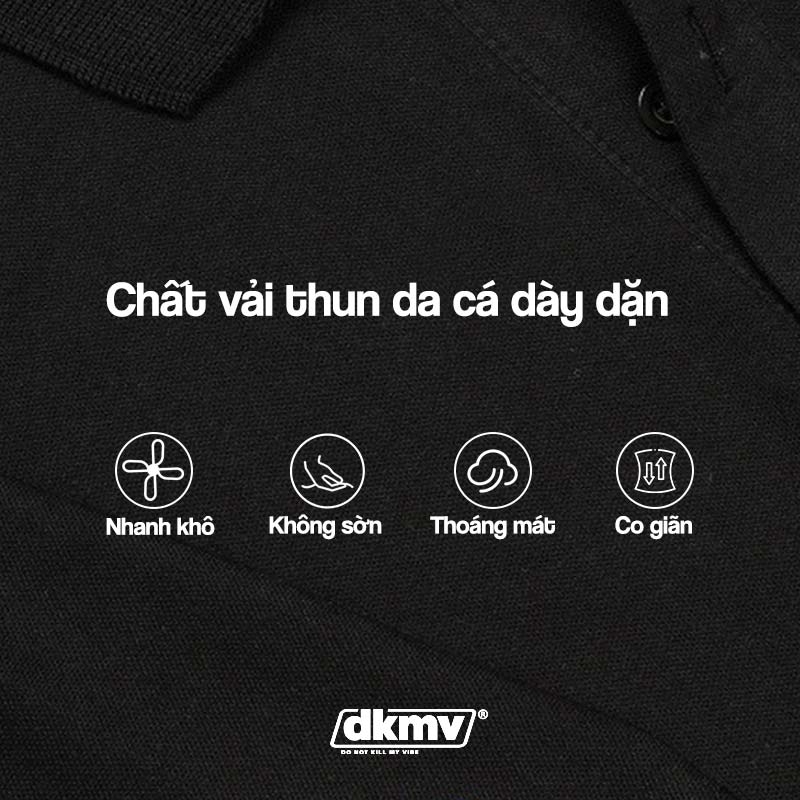 áo thun polo nữ form rộng màu đen academy polo