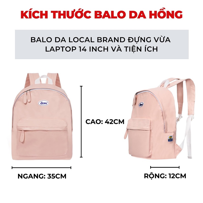 balo da chống nước local brand màu hồng dkmv