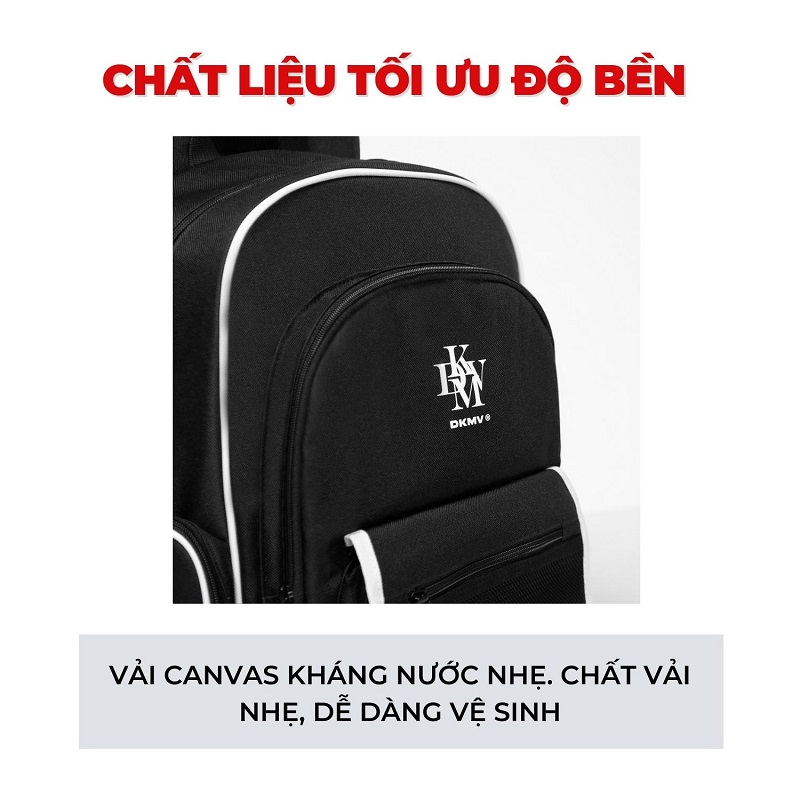 balo local brand đi học vải canvas màu đen dkmv