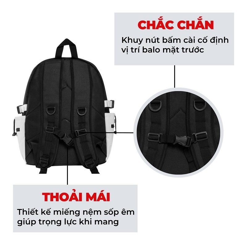 balo Local brand giá rẻ màu đen dkmv Mixed Pocket Backpack