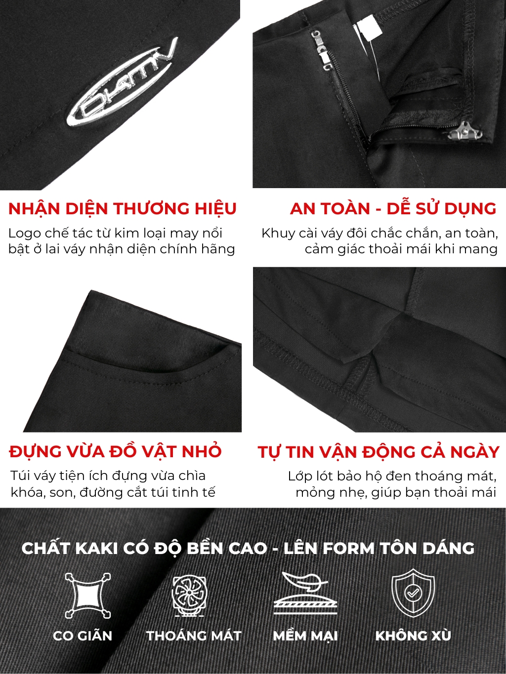 chân váy chữ a ngắn màu đen local brand dkmv