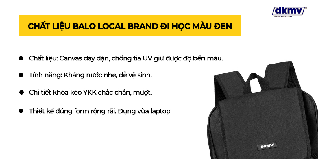 balo local brand đi học màu đen dkmv