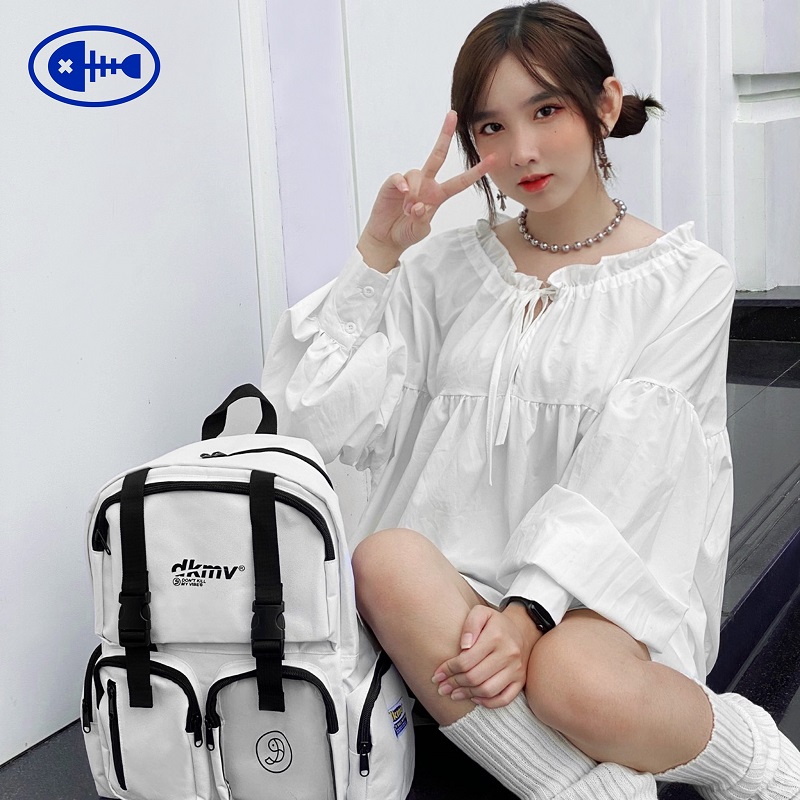 feedback balo đi học local brand dưới 300k dkmv white logo backpack