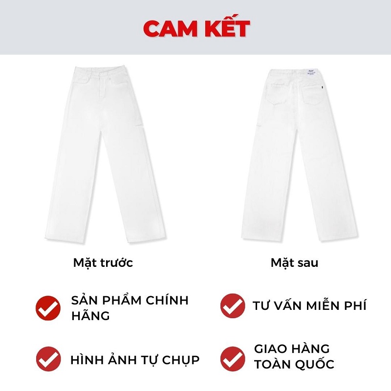 quần jean ống suông lưng cao form rộng màu trắng dkmv