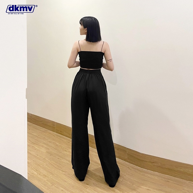 quần suông ống rộng lưng cao màu đen dkmv