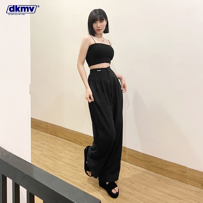 quần suông ống rộng lưng cao màu đen dkmv