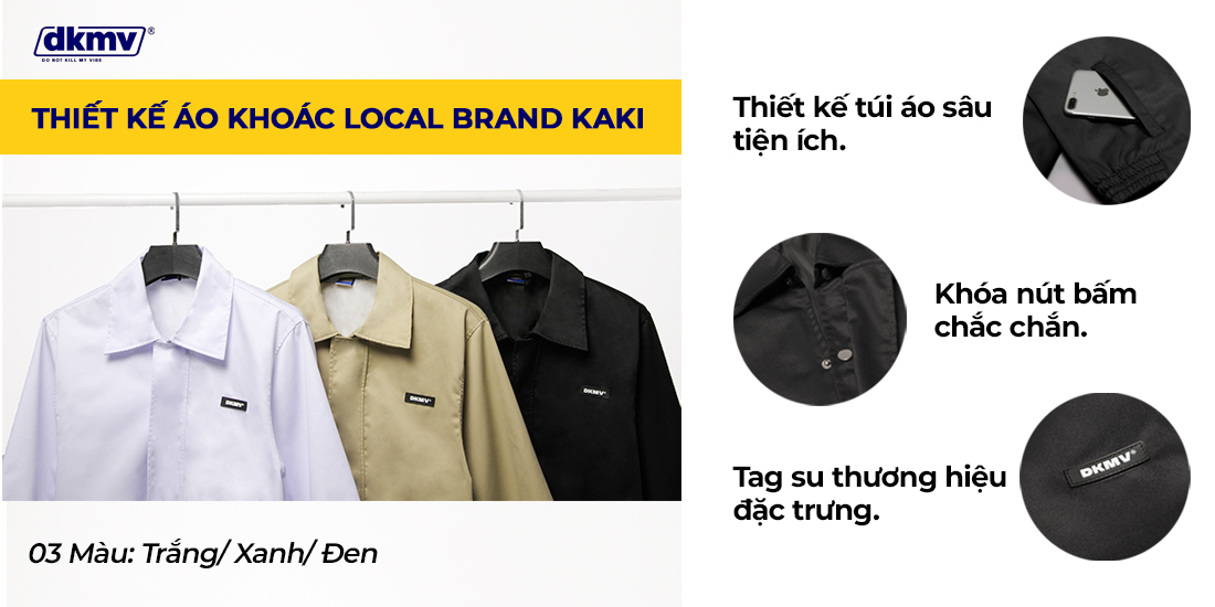 áo khoác local brand kaki đen dkmv streetwear