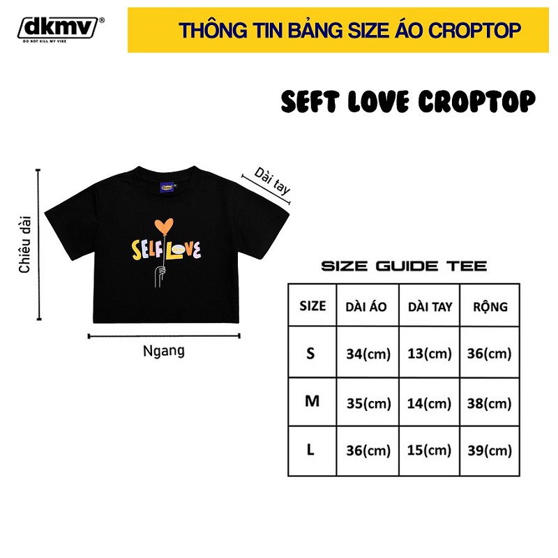 thông tin size áo croptop local brand ôm màu đen dkmv black seft love croptop streetwear