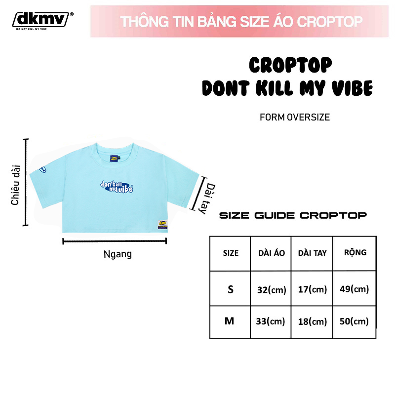 thông tin size áo croptop local brand dkmv light blue streetwear