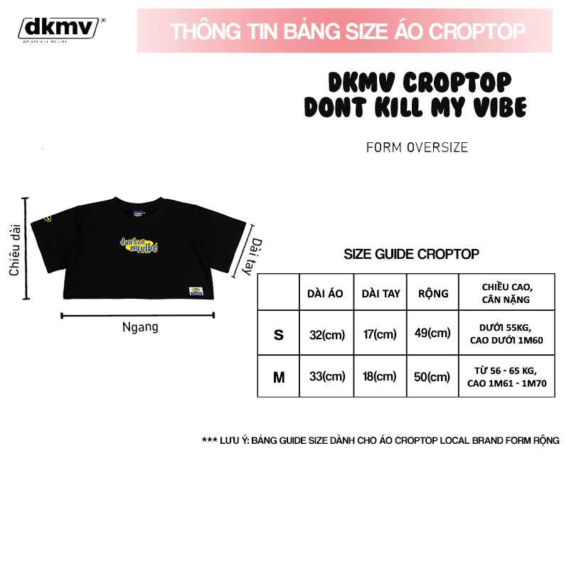 thông tin size áo croptop local brand dkmv dont kill my vibe streetwear