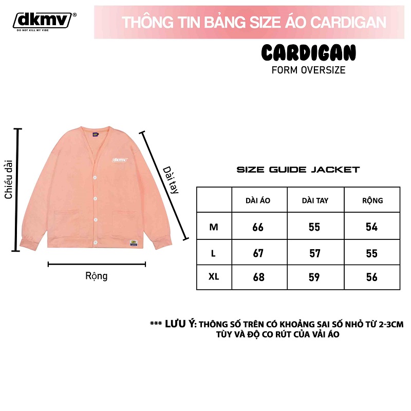 thông tin size áo cardigan local brand nữ form rộng donut dkmv streetwear