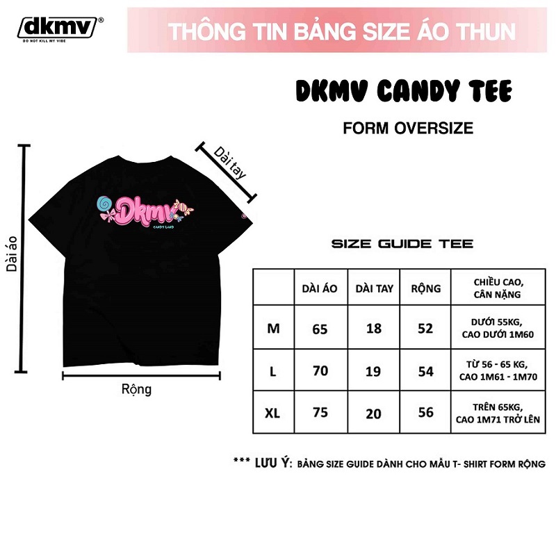 thông tin size áo thun local brand dkmv tee candy land tee streetwear