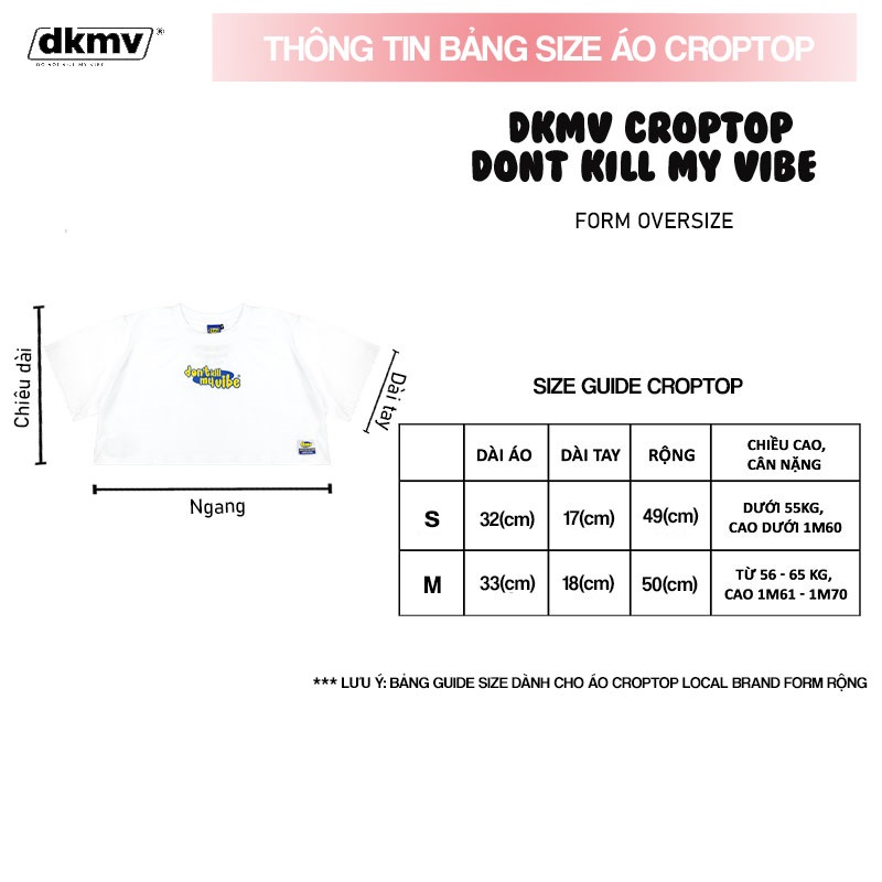 thông tin size áo croptop local brand dkmv dont kill my vibe streetwear