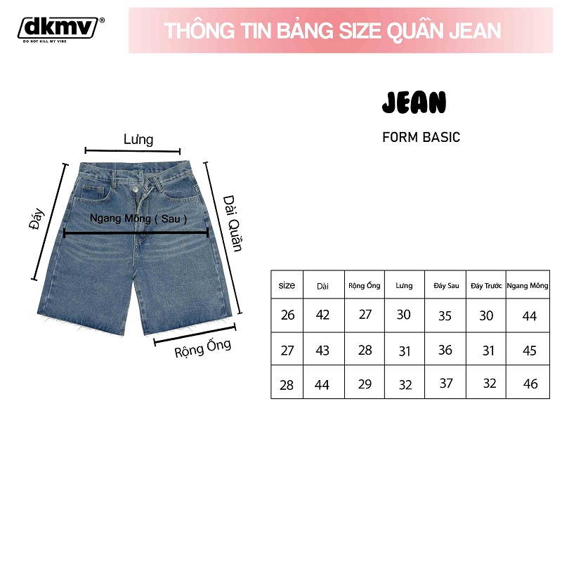 quần jean dùi ngắn cá tính dkmv stye short streetwear