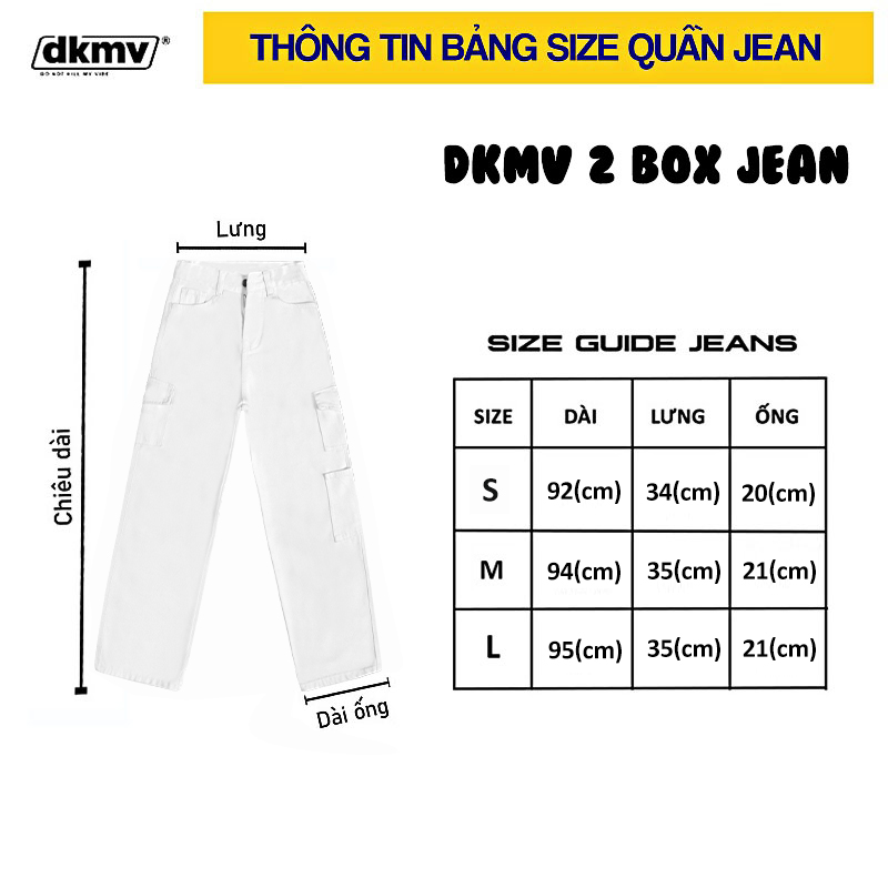 thông tin size quần jean lưng cao ống rộng màu trắng