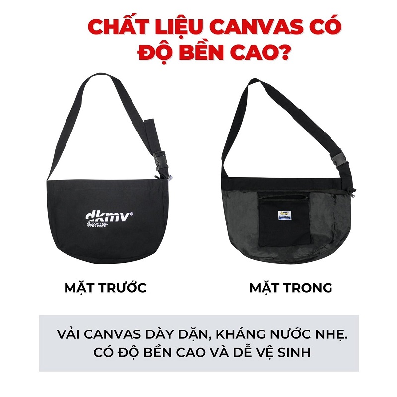 túi đeo chéo canvas DKMV Logo Canvas Bag Black