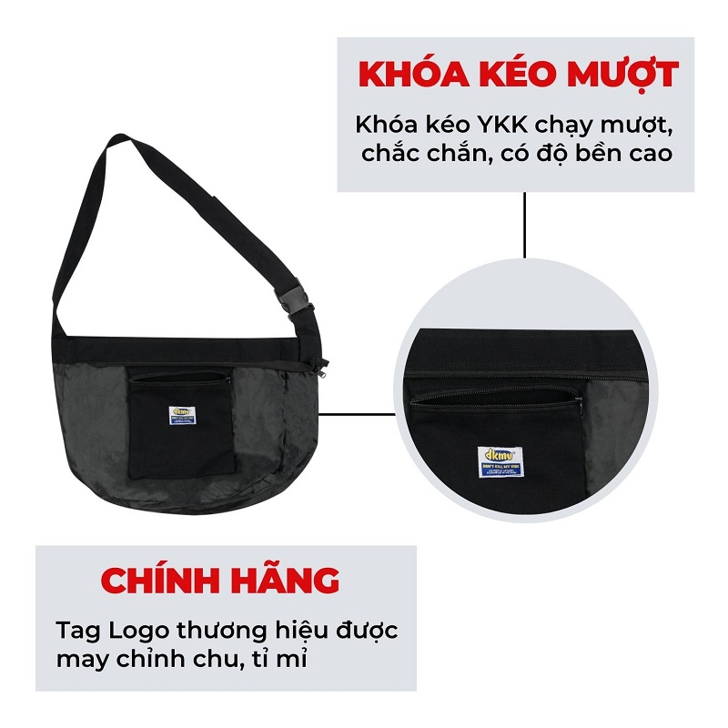 túi đeo chéo canvas DKMV Logo Canvas Bag Black