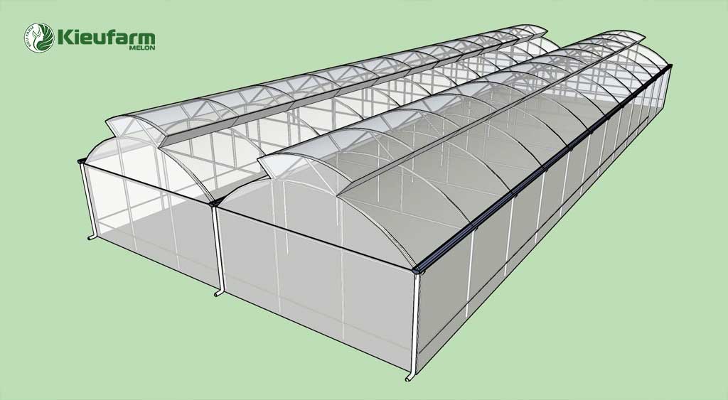 Giải pháp thiết kế thi công nhà màng 2 mái lấy gió Kieufarm