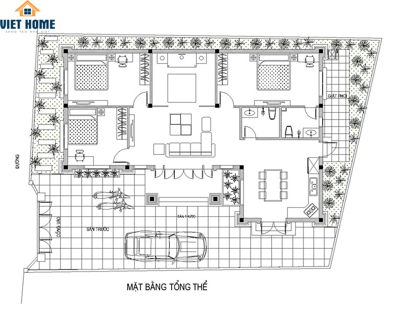 thiết kế mẫu biệt thự 1 tầng