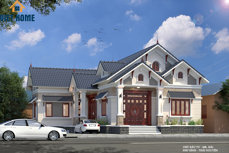 thiết kế nhà mái thái 1 tầng