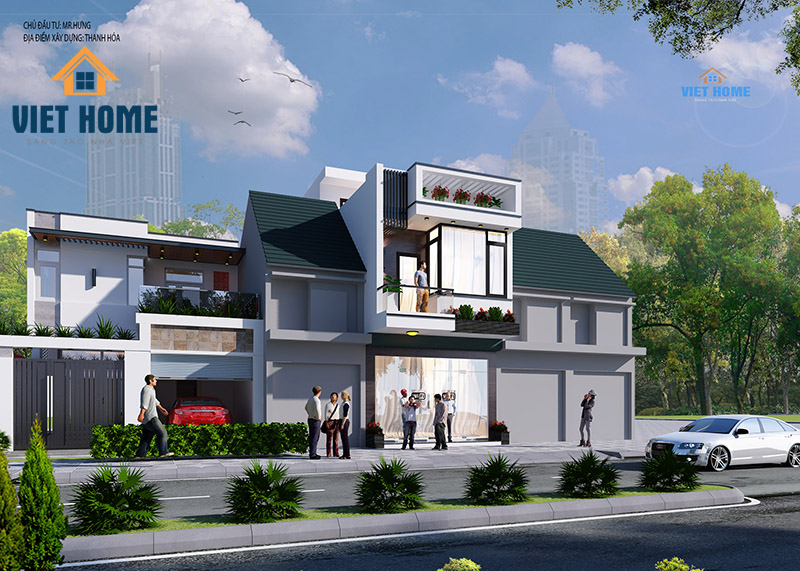 thiết kế nhà phố 2 tầng