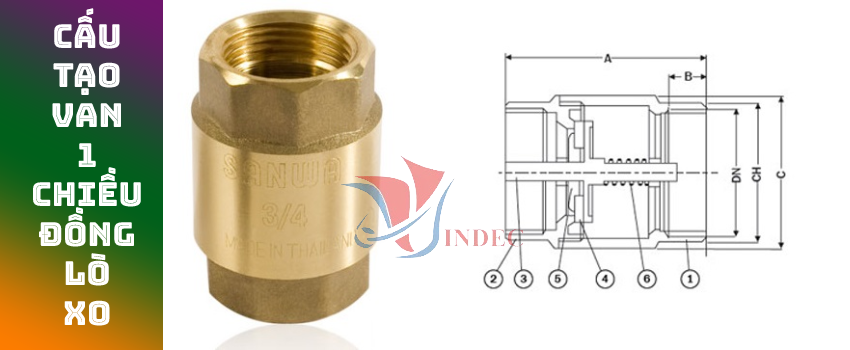 cấu tạo van 1 chiều đồng lò xo