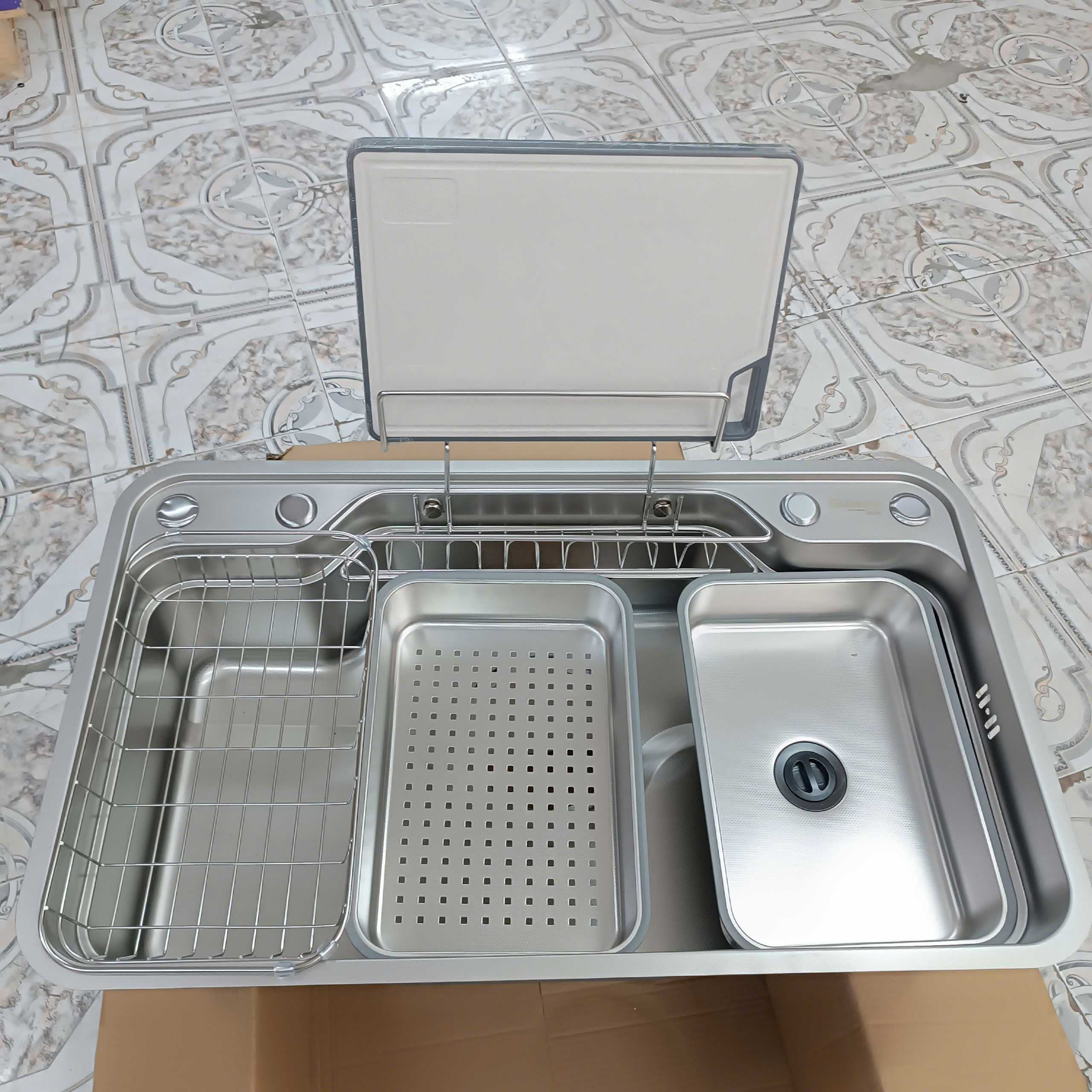 chậu rửa bát 1 hố kiểu dáng Nhật Bản