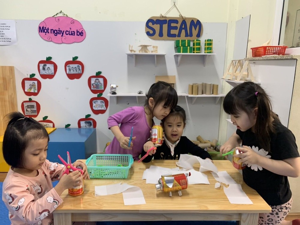 Giáo án STEAM 5 6 tuổi chủ đề trường mầm non sáng tạo, thu hút