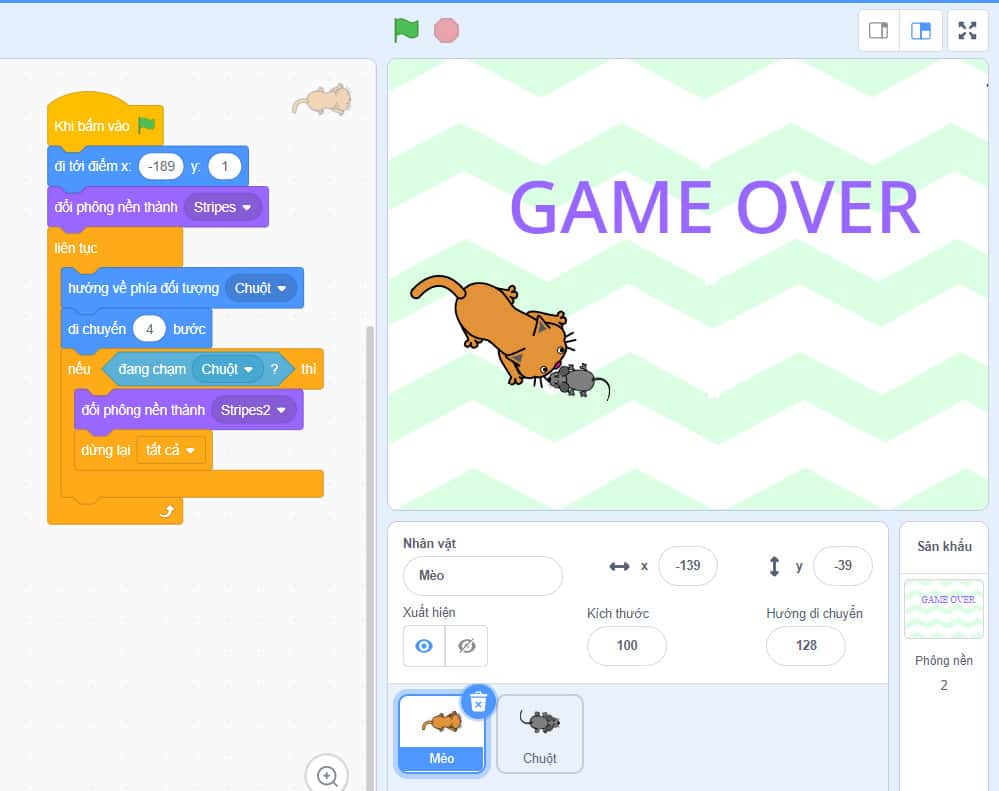 Cách làm trò chơi mèo đuổi chuột trong Scratch từ A đến Z