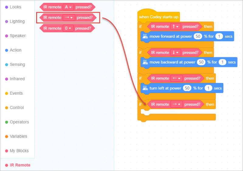 Hướng dẫn cách điều khiển từ xa bằng hồng ngoại với robot Codey Rocky