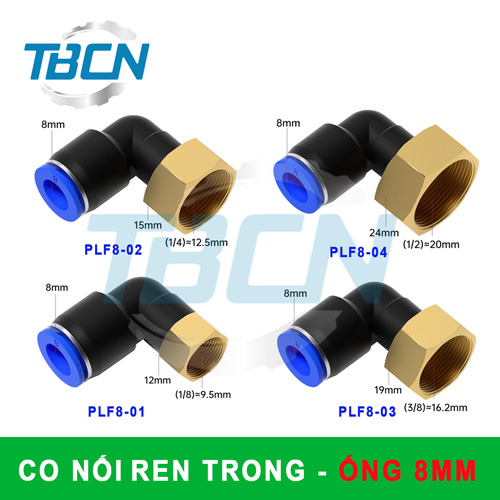 Co nối nhanh ống hơi 8mm ren trong PLF8