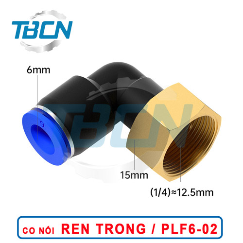 Co nối nhanh ống phi 6mm ren trong PLF6-02