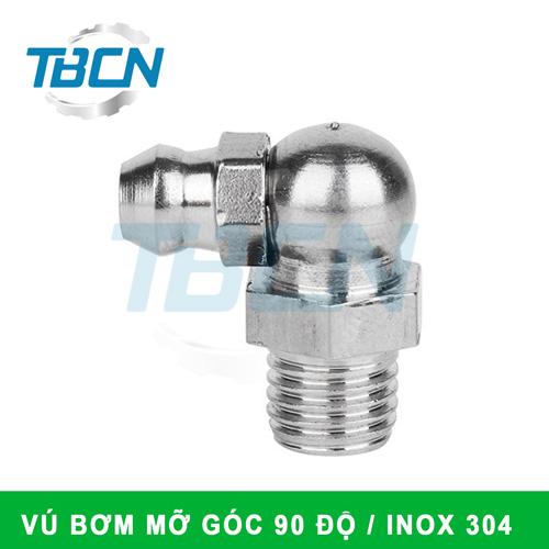 Vú bơm mỡ inox 304 góc 90 độ