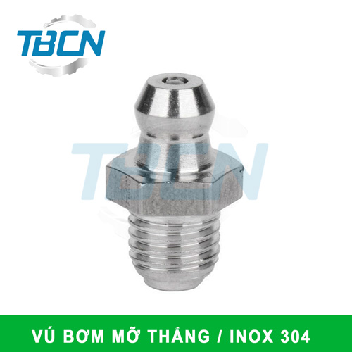 Vú bơm mỡ inox 304 thẳng